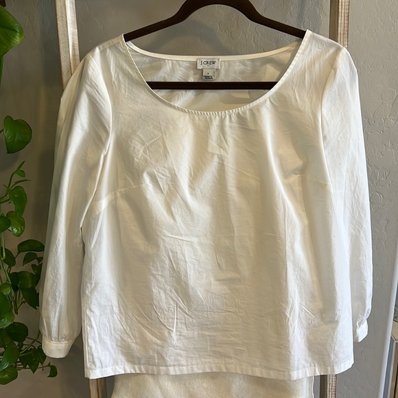 White 100% Cotton J Crew Long Sleeve Blouse - Picture 1 of 2